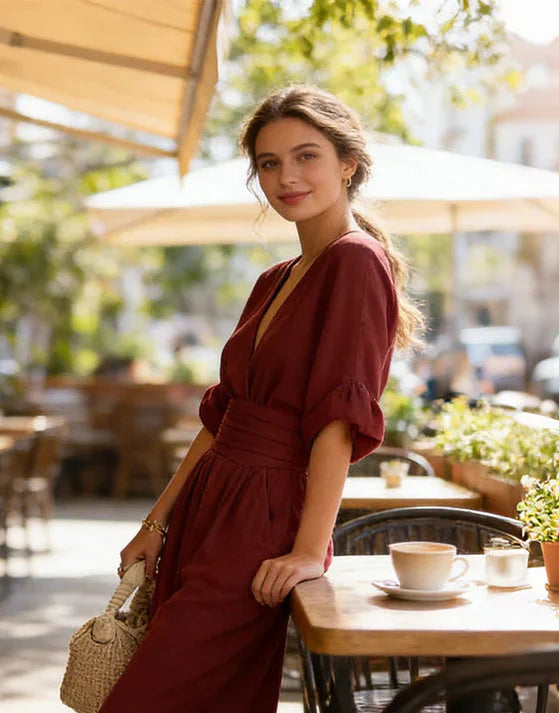 Isabella - Mono elegante de escote en V y pierna ancha