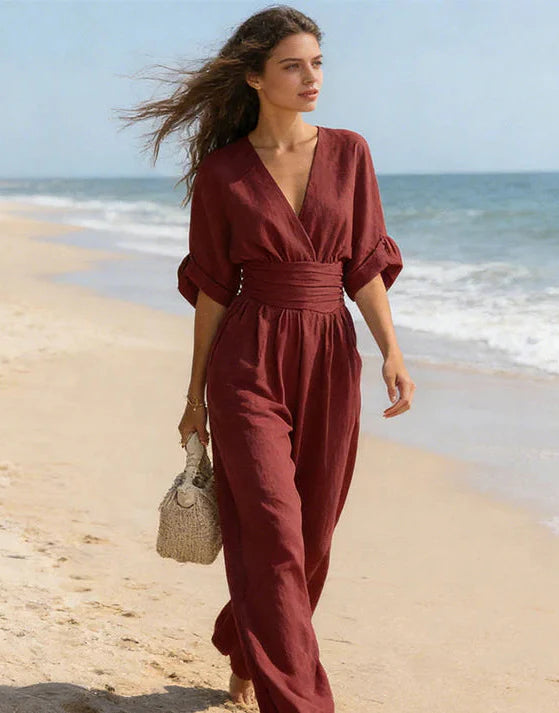 Isabella - Mono elegante de escote en V y pierna ancha